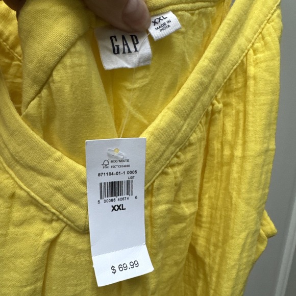 NWT GAP Sun Dress Midi Gauze Women's Plus Size 2XL Cotton Yellow Lightweight - Picture 2 of 11